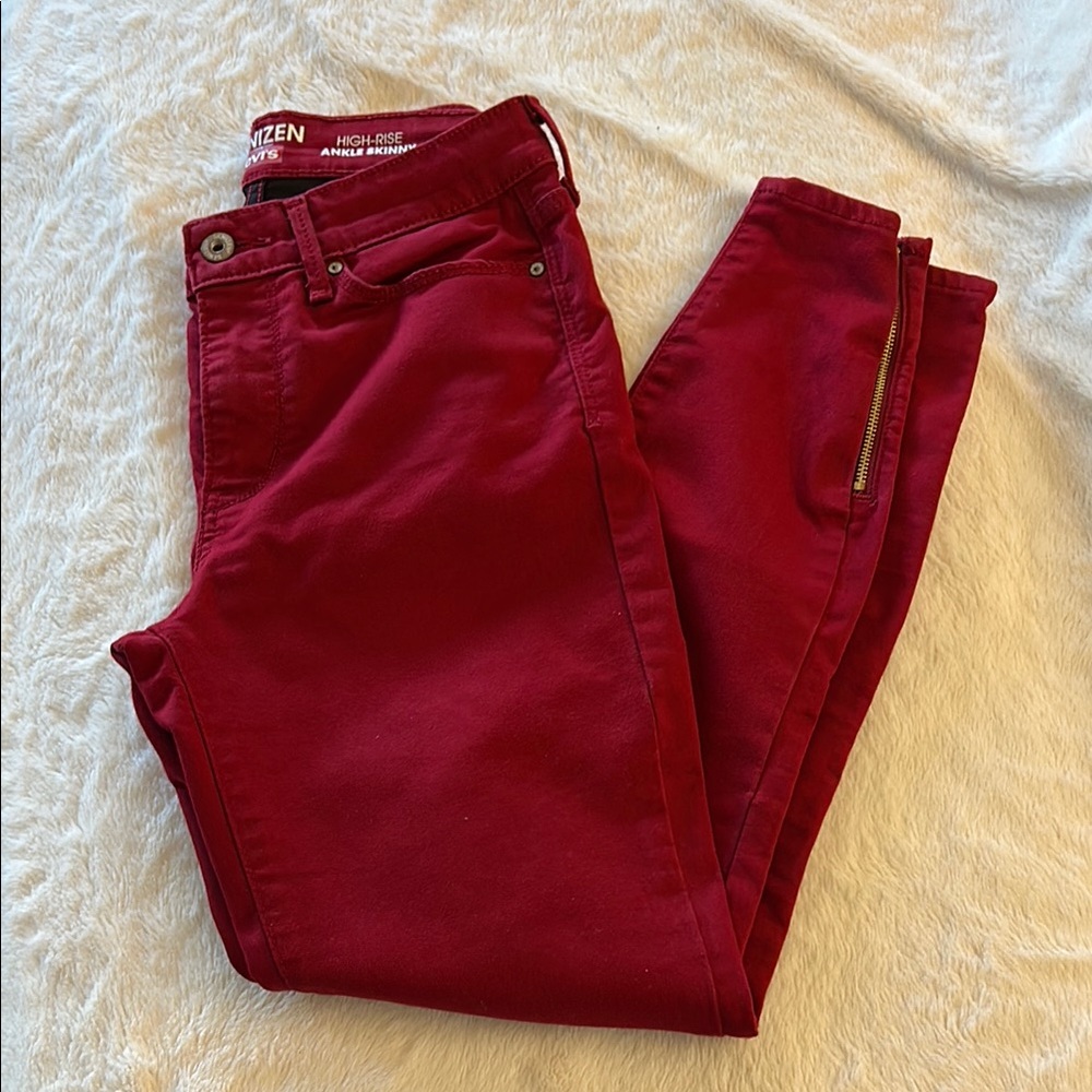 Denizen from Levi's High Rise Red Jeans Slim Fit